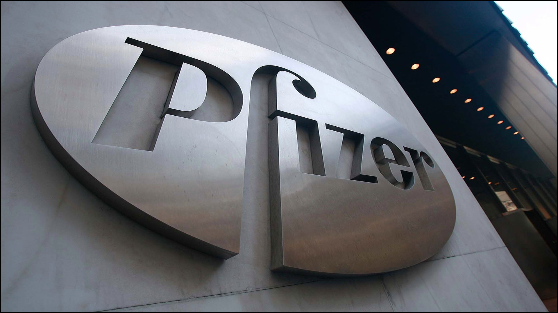 Pfizer corporate logo on building
